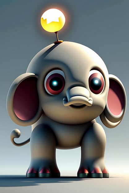 Bonito desenho animado bebê elefante antropomórfico personagem de renderização 3D modelo figura de mão produto kawaii