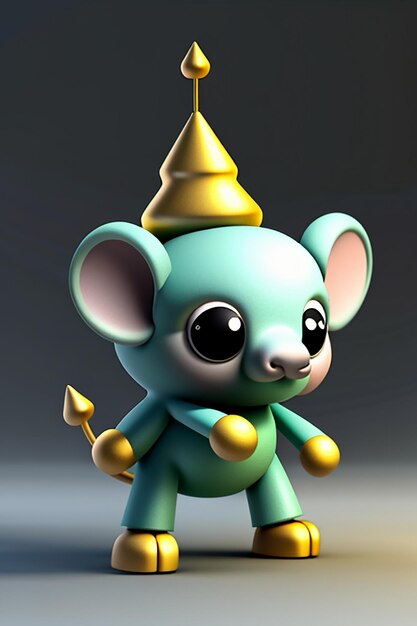 Bonito desenho animado bebê elefante antropomórfico personagem de renderização 3D modelo figura de mão produto kawaii