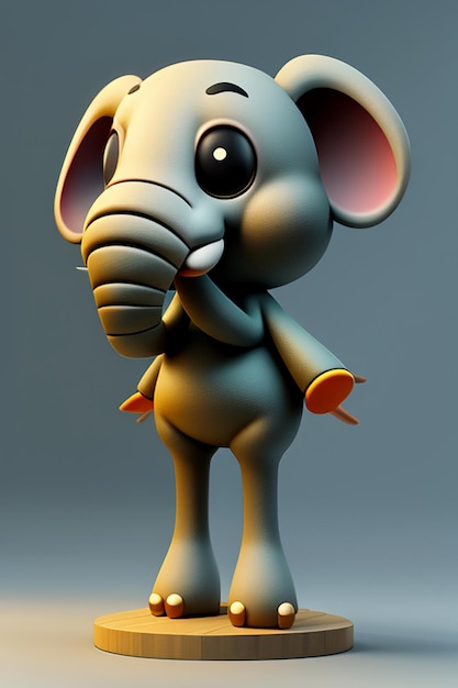 Bonito desenho animado bebê elefante antropomórfico personagem de renderização 3D modelo figura de mão produto kawaii