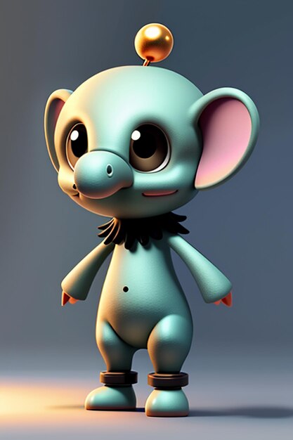 Bonito desenho animado bebê elefante antropomórfico personagem de renderização 3D modelo figura de mão produto kawaii