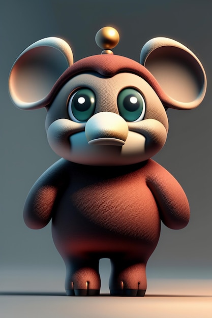 Bonito desenho animado bebê elefante antropomórfico personagem de renderização 3D modelo figura de mão produto kawaii