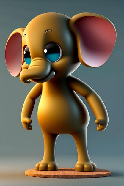 Bonito desenho animado bebê elefante antropomórfico personagem de renderização 3D modelo figura de mão produto kawaii