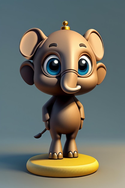 Bonito desenho animado bebê elefante antropomórfico personagem de renderização 3D modelo figura de mão produto kawaii