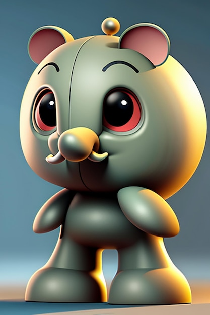 Bonito desenho animado bebê elefante antropomórfico personagem de renderização 3D modelo figura de mão produto kawaii