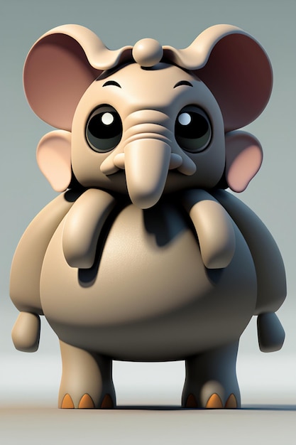 Bonito desenho animado bebê elefante antropomórfico personagem de renderização 3D modelo figura de mão produto kawaii