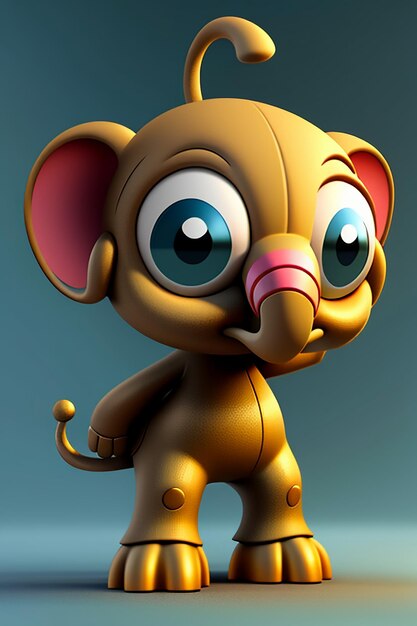 Foto bonito desenho animado bebê elefante antropomórfico personagem de renderização 3d modelo figura de mão produto kawaii