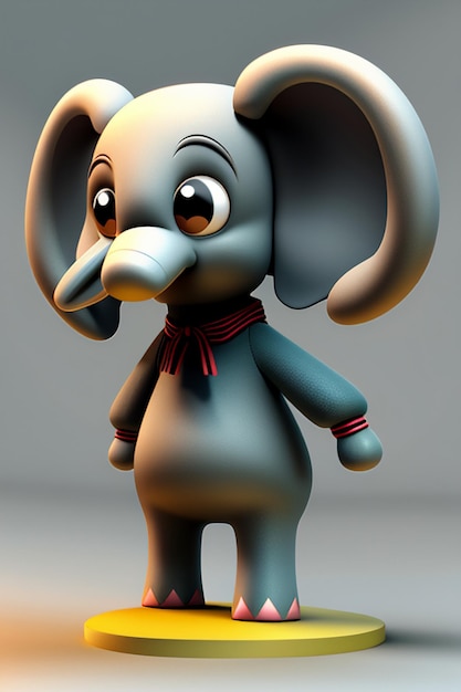 Bonito desenho animado bebê elefante antropomórfico personagem de renderização 3D modelo figura de mão produto kawaii