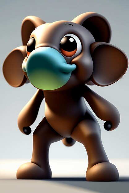 Foto bonito desenho animado bebê elefante antropomórfico personagem de renderização 3d modelo figura de mão produto kawaii