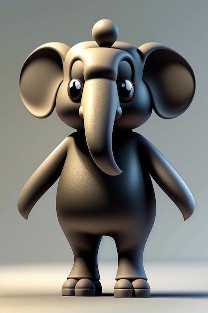 Bonito desenho animado bebê elefante antropomórfico personagem de renderização 3D modelo figura de mão produto kawaii