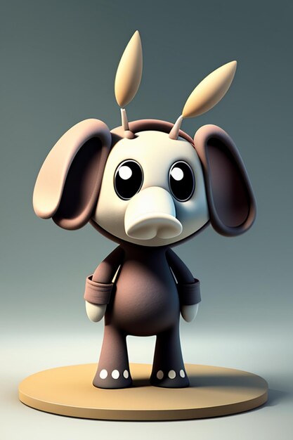 Bonito desenho animado bebê elefante antropomórfico personagem de renderização 3D modelo figura de mão produto kawaii