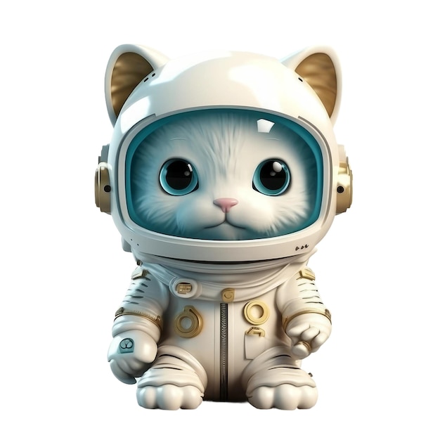 Bonito desenho animado bebê gato astronauta Fundo transparente isolado AI