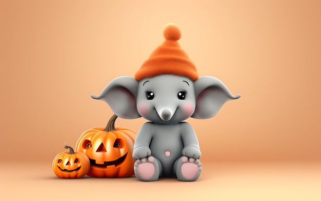 Bonito e engraçado traje de Halloween Fundo animal de Halloween com espaço de cópia