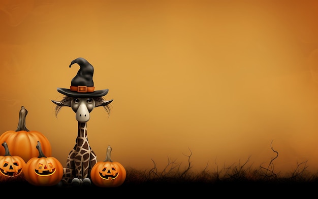 Bonito e engraçado traje de Halloween Fundo animal de Halloween com espaço de cópia