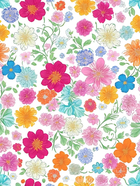 Bonito fondo de patrón floral con flores generativo ai