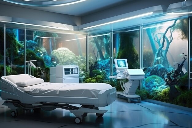 Foto bonito interior moderno del nuevo hospital de lujo colores brillantes generative ai