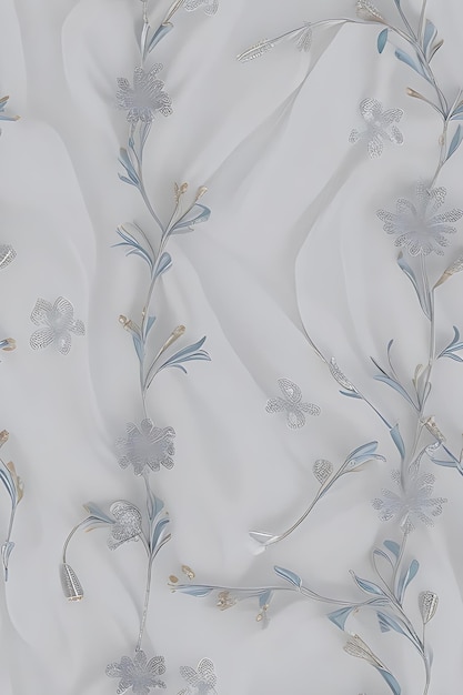 Foto bonito padrão floral prateado brancovermelho sobre um fundo branco