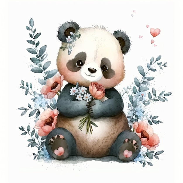 Bonito Panda Aquarela Ilustração Generativa AIxD