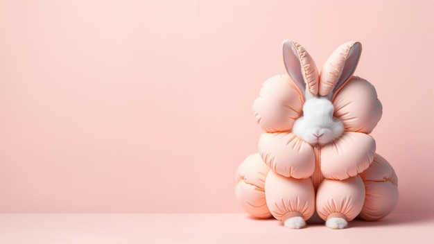 Foto bonito pão de páscoa em fundo de cor pastel conceito de páscua feliz