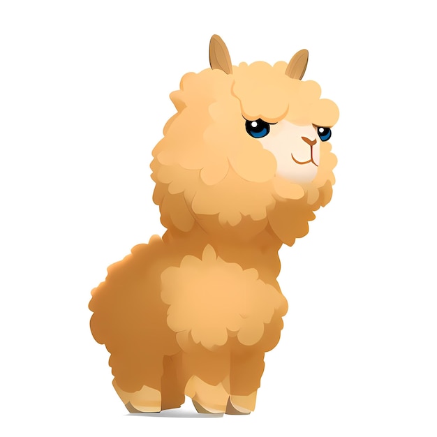 Bonito personagem de alpaca lama isolado no fundo branco AI