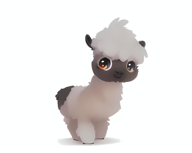 Bonito personagem de alpaca lama isolado no fundo branco AI