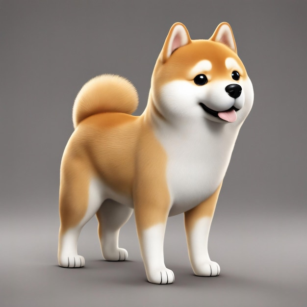 Foto bonito shiba inu em pé dos desenhos animados ilustração vetorial ícone conceito de ícone de natureza animal isolado