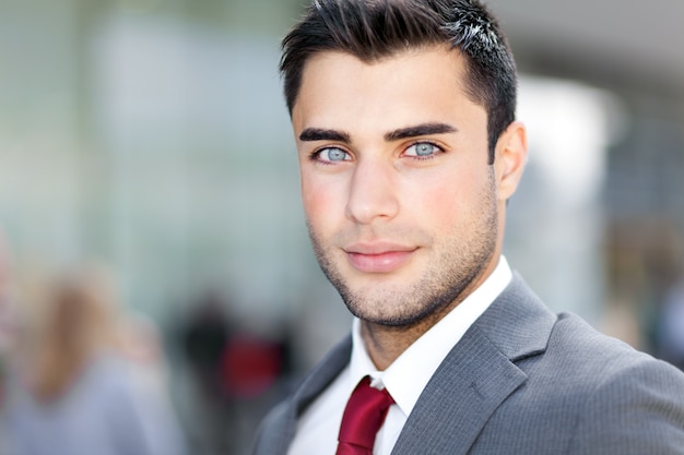 Bonito, sorrindo, homem negócios, retrato