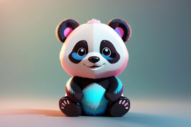 bonito urso panda sorridente desenho animado de estilo 3D