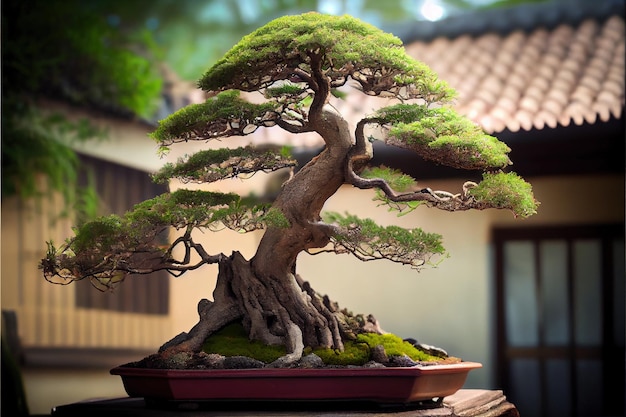 Bonsai árvore no quintal