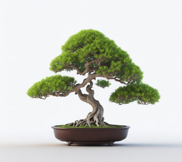 Bonsai de árvore pequena isolado em fundo branco ai generativo