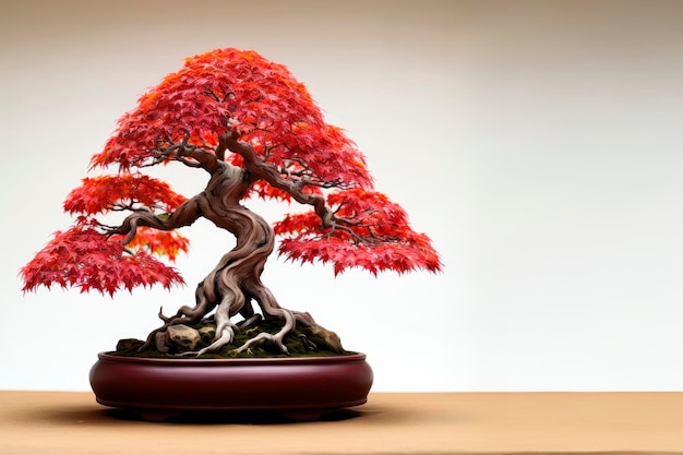 Bonsai de bordo vermelho em um cenário elegante