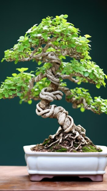 Bonsai de tronco torcido Arte de jardim em miniatura