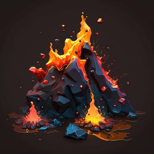 Boom lava splash vfx game gerado ai