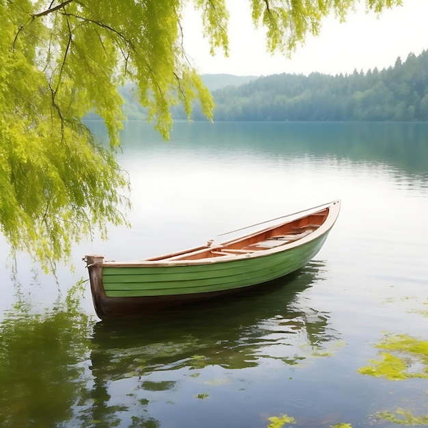 Boot im wunderschönen See Naturbild Konzept