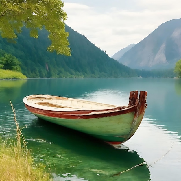 Boot im wunderschönen See Naturbild Konzept