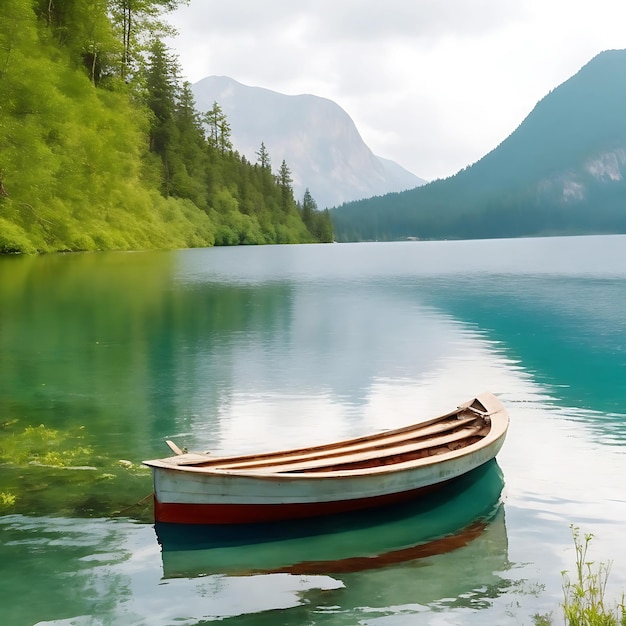 Boot im wunderschönen See Naturbild Konzept