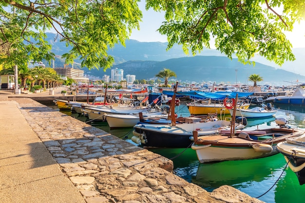 Boote und Yachten in Dukley Marina, Budva, Montenegro.