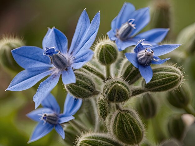 Borage Borago officinalis en el jardín Foto de primer plano