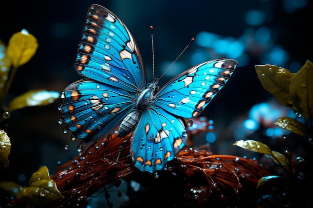 borboleta azul na flor