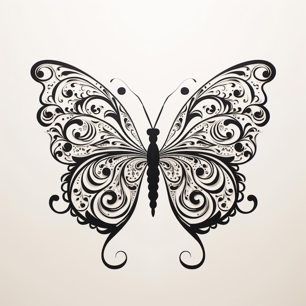 Foto borboleta branca preta com asas giratórias imagem de ilustração de clipart ai gerada arte