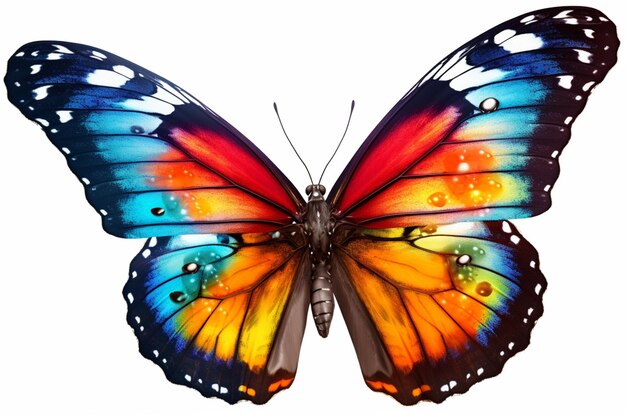 Foto borboleta colorida com manchas pretas e asas brancas generativa ai