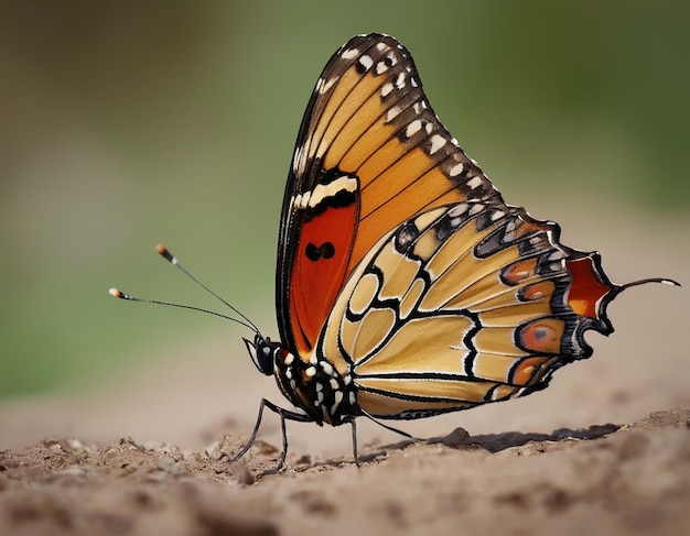 Foto borboleta de cauda de andorinha em flores e água