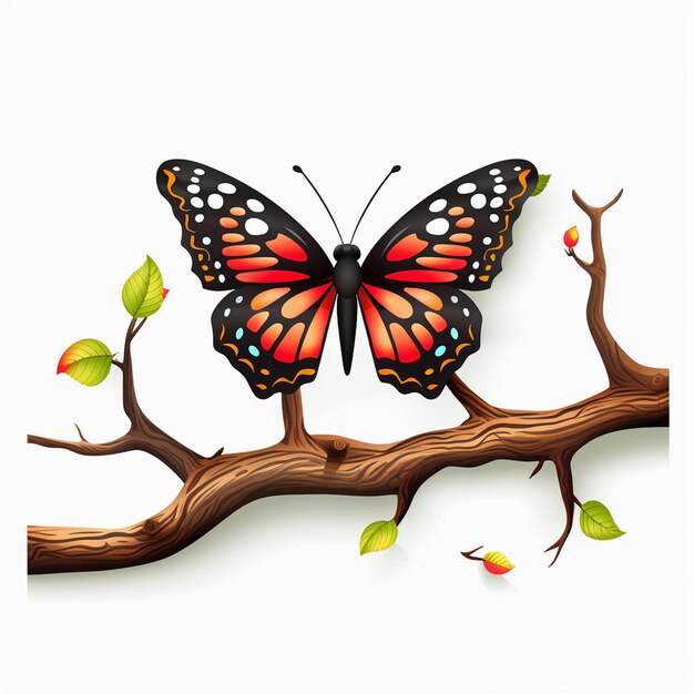 Borboleta de cor vermelha Borboleta branca com pontas laranjas criando borboletas monarca