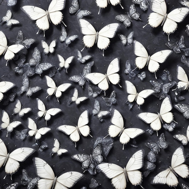 Foto borboleta de flor realista padrão abstrato sem costura escuro decoração de design moderno