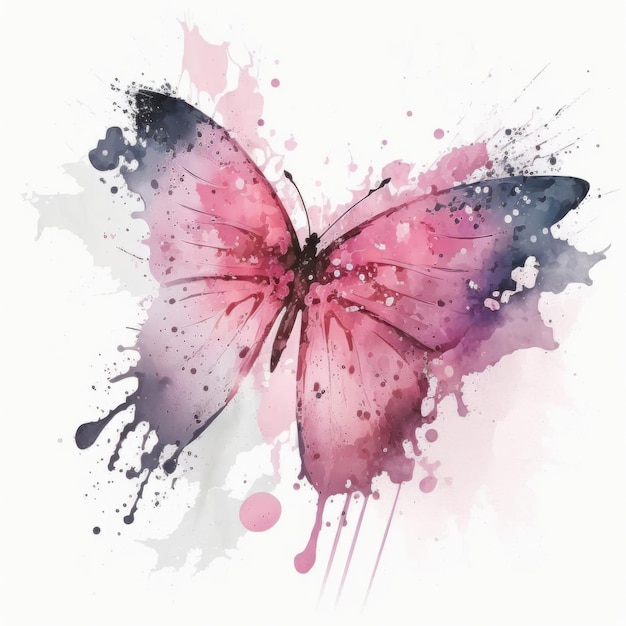 Borboleta em aquarela rosa Ilustração Generativa AIxD