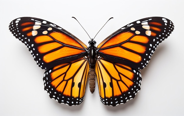 Borboleta monarca elegante em fundo branco