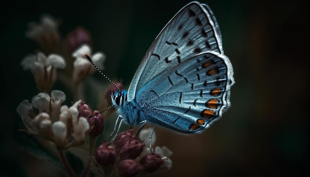 Borboleta multicolorida em pétala de flor amarela gerada por IA