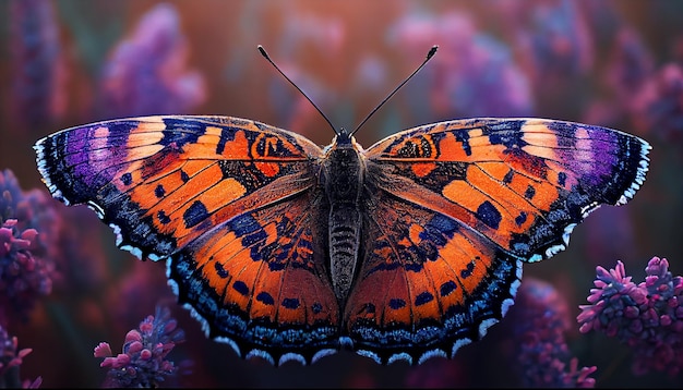 Borboleta multicolorida na natureza macro shot generative AI