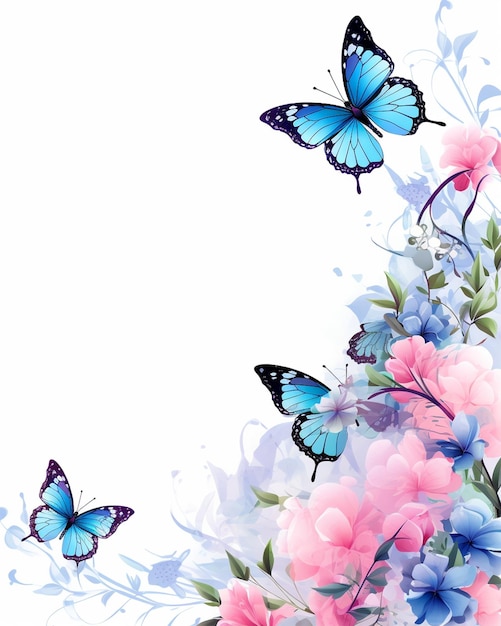 Foto borboletas e flores clipart vetorial de fundo
