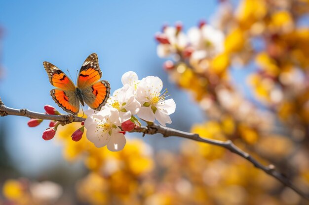 Borboletas entre as flores da primavera