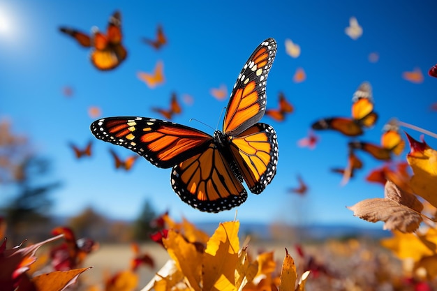 borboletas monarca voando